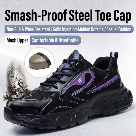 Zapatos de Seguridad Ligeros para Hombre Punta de Acero Antigolpes Botas de Trabajo Aisladas 6KV Transpirables de Malla