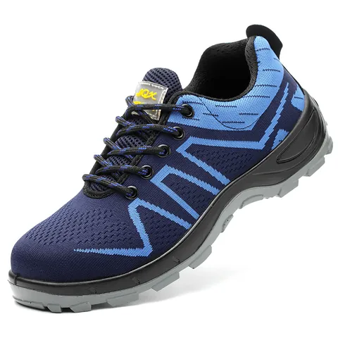 Breathable Safety Shoes For Men Women Flyknit Work Shoes Anti-Smash Puncture-Resistant Steel Toe Industrial Protective Footwear PU Sole