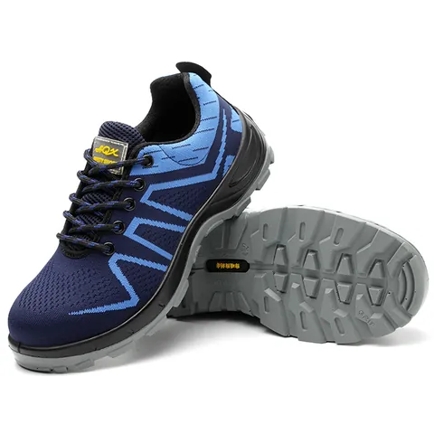 Breathable Safety Shoes For Men Women Flyknit Work Shoes Anti-Smash Puncture-Resistant Steel Toe Industrial Protective Footwear PU Sole