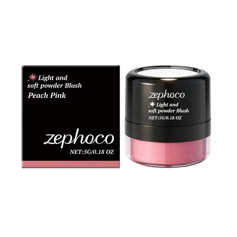 Zephoco Colorete en Polvo Suave y Ligero Rosa Melocotón Mate Maquillaje Facial Natural Para Mujeres Cosmético Mineral Compacto