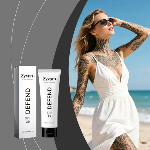 Zyvarn Tattoo Protection Cream SPF 30 Sunscreen For Tattooed Skin Daily Body Moisturizing Care 100ml Waterproof Sunblock