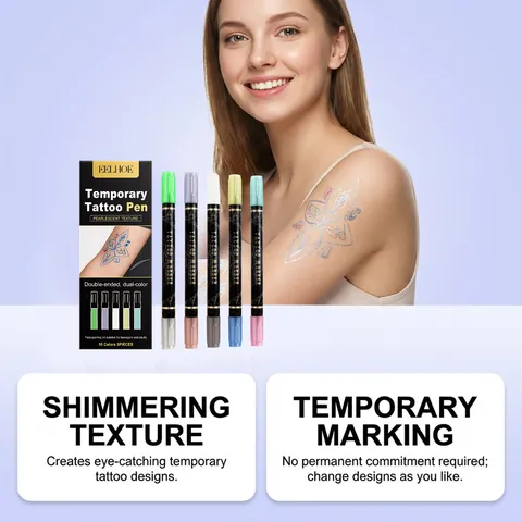 EELHOE Stylo Tatouage Temporaire Pailleté à Double Extrémité Nacré Marqueur de Peinture Corporelle Visage pour Ados Adultes Maquillage Fête