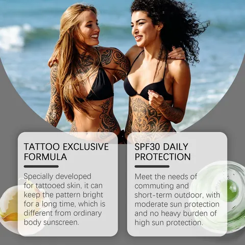 Zyvarn Tattoo Protection Cream SPF 30 Sunscreen For Tattooed Skin Daily Body Moisturizing Care 100ml Waterproof Sunblock