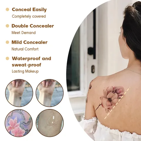 EELHOE Waterproof Tattoo Concealer Cream For Scars Birthmarks Dual Color Sweatproof Makeup Concealer For All Skin Types