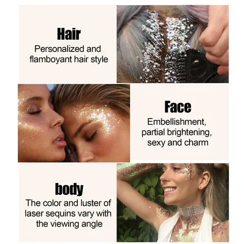 Gel Pailleté Brillant pour le Corps Paillettes Laser Gel Scintillant Irisé pour la Peau pour Fête Festival Visage Cheveux Maquillage du Corps Décoration