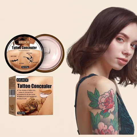 EELHOE Waterproof Tattoo Concealer Cream For Scars Birthmarks Dual Color Sweatproof Makeup Concealer For All Skin Types