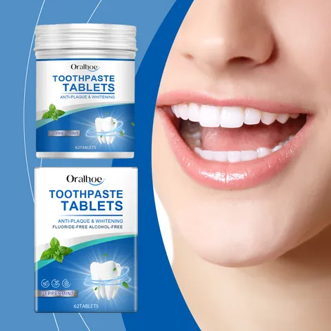 Pastilles de Dentifrice Nettoyantes à la Menthe Poivrée Élimination des Taches Blanchiment Haleine Fraîche Soin Buccal Solide