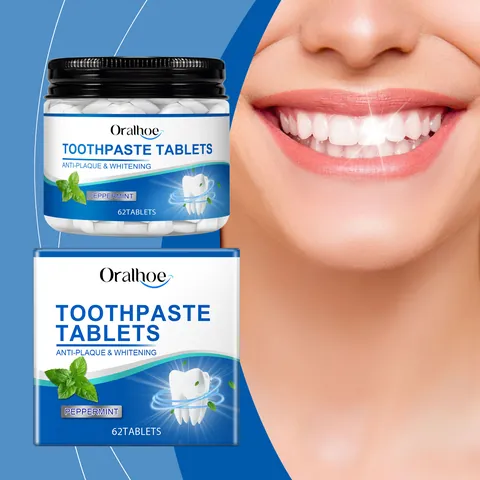 Tablettes de Dentifrice à la Menthe Poivrée pour le Blanchiment des Dents et une Haleine Fraîche Soins Buccaux Anti-Plaque Portables