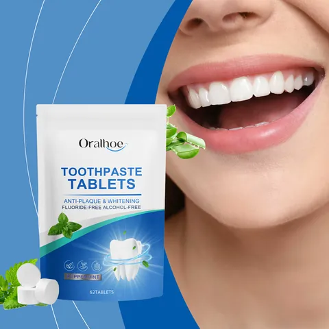 Oralhoe Comprimés de Dentifrice à la Menthe Blanchiment des Dents Haleine Fraîche Sans Fluor Comprimés Nettoyants Soins Bucco-dentaires Portables
