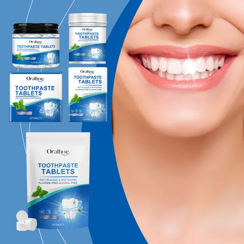 Tablettes de Dentifrice à la Menthe Oralhoe Anti-Plaque Blanchiment Nettoyage des Dents Haleine Fraîche Sans Fluor Portable pour Voyage