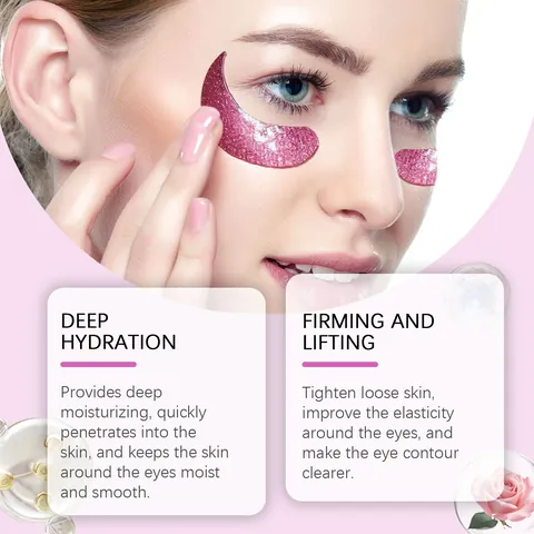 Rose Collagen Glitter Eye Mask Moisturizing Firming Eye Patches For Dark Circles Fine Lines Skin Care Patches
