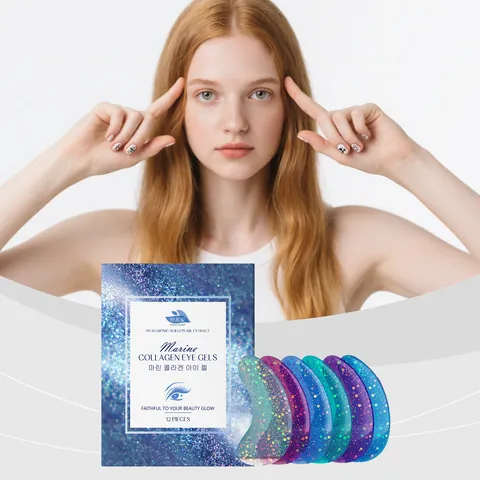 HANCHOBIT Máscara de Ojos de Colágeno Marino Colágeno Hidrolizado Ácido Hialurónico Extracto de Perla Artificial Geles Hidratantes