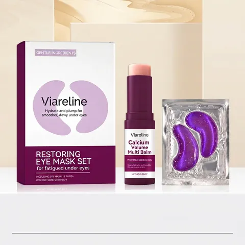 VIARELINE Kollagen Augenpflege Set Feuchtigkeitsspendende Augenmasken Und Multi Balm Essenz Stick Für Glatte Haut Augenpflege