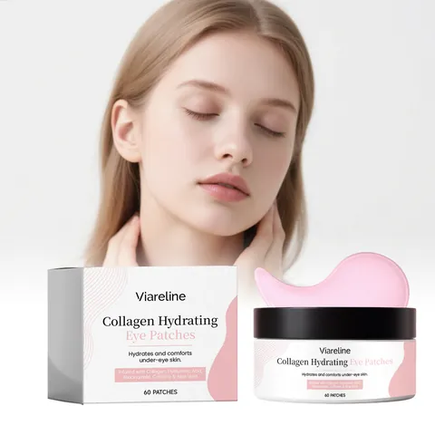Viareline Mascarilla Hidratante de Ojos con Colágeno Parches de Hidrogel Rosa para Iluminar Líneas Finas Cuidado Suavizante Ojos Mujeres