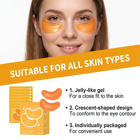 Mascarilla de Gelatina para Ojos con Cúrcuma y Ácido Kójico Hidratante Iluminadora Parches de Gel para el Cuidado de la Piel
