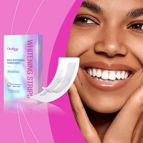 ORALHOE Teeth Whitening Strips Mild Peroxide Free Coconut Extract Stain Remover Professional Dental Care Whitening Kit