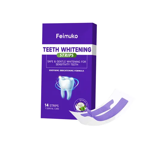 Feimuko Teeth Whitening Strips With Coconut Oil Mint Mild Gentle Cleaning For Sensitive Teeth Oral Health Care Daily Use