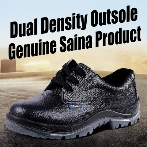 Saina Men Cowhide Leather Safety Shoes Steel Toe Work Boots Smash-Proof Puncture-Resistant Electrical Insulated Footwear
