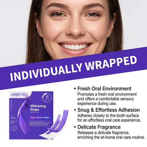 Purple Teeth Whitening Strips Cedar Mint Flavor PAP Formula 14 Strips Professional Dental Care Kit For Adults