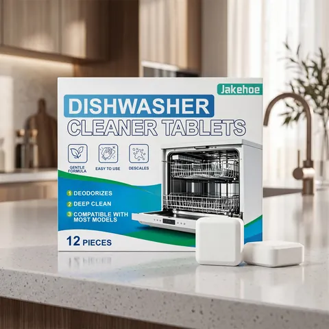 Jakehoe Dishwasher Cleaner Tablets Multi-Effect Descaling Deodorizing Deep Cleaning Fast Dissolving Citric Acid Formula Home Kitchen Cleaning Maintenance