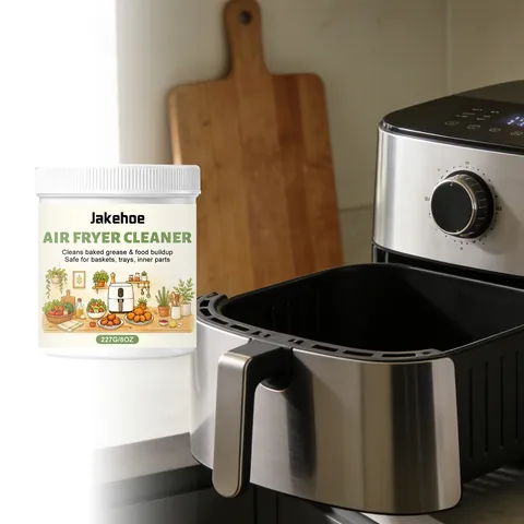 Jakehoe Air Fryer Cleaner Powder Kitchen Degreaser For Grease Stain Removal Gentle Formula For Frying Baskets Trays Appliances