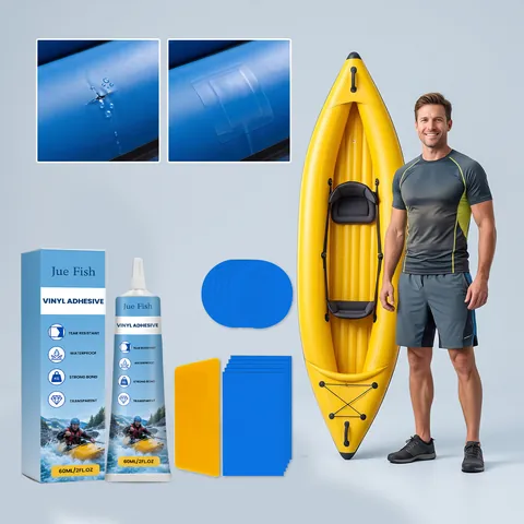 Jue Fish Inflatable Mattress Repair Kit Professional Vinyl Adhesive With Patches Scraper Waterproof Glue For Boat Kayak Pool Repair