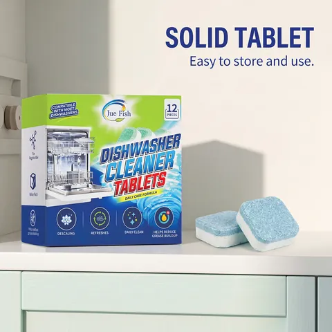 12pcs Dishwasher Cleaner Tablets Deep Descaling Degreasing Deodorizing Cleaner for All Dishwasher Models Kitchen Cleaning