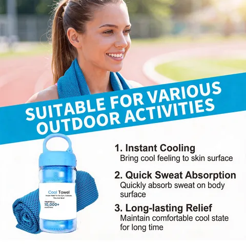 Asciugamano Refrigerante Istantaneo per Sport in Microfibra Traspirante a Rete Assorbe il Sudore con Custodia Portatile