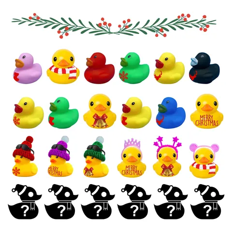 Dowmoo Christmas Rubber Duck Advent Calendar 24 Grids Countdown Toys Blind Box Festive Holiday Gift For Boys Girls Kids