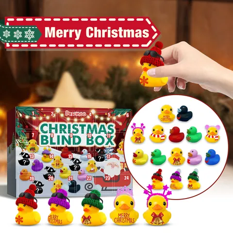 Dowmoo Weihnachten Gummiente Adventskalender 24 Raster Countdown Spielzeug Blind Box Festliches Geschenk Für Kinder