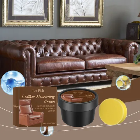 Jue Fish Leather Scratch Repair Cream Nourishing Paste for Sofa Shoes Bags Car Seats Leather Care Kit with Sponge