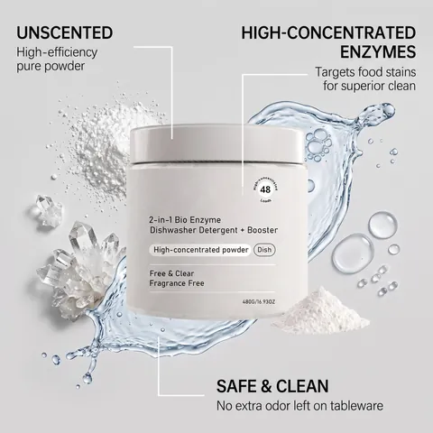 Bio Enzyme Dishwasher Cleaning Powder High Concentrated Fragrance Free Stain Odor Remover Household Kitchen Detergent