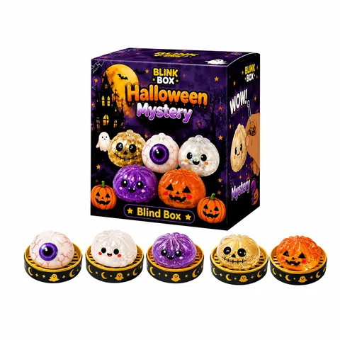 Halloween Ghost Squishy Set Soft TPR Sensory Stress Relief Toys Blind Box Mystery For Kids Adults Fun Party Favors Gift
