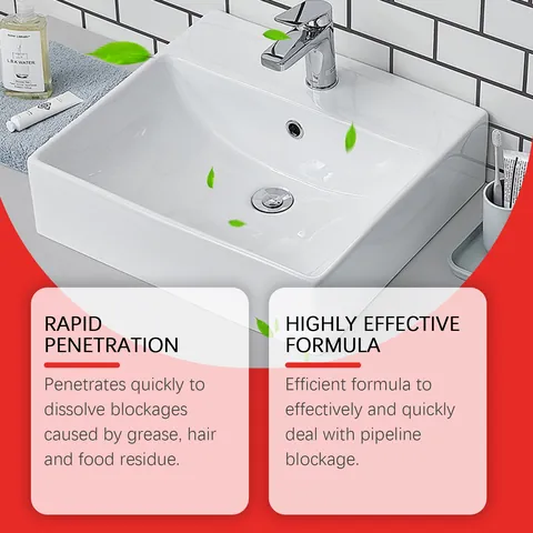 Instant Pipe Dredging Agent Efficient Dissolving Formula For Kitchen Bathroom Sink Drain Clog Remover Sodium Bicarbonate Powder Pipe Cleaner