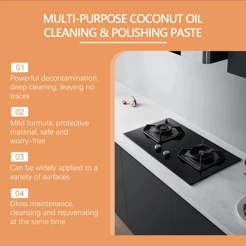 Multi Purpose Coconut Oil Cleaning Paste Kitchen Bathroom Degreasing Polishing Cleaner With Sponge Home Cleaning Tools