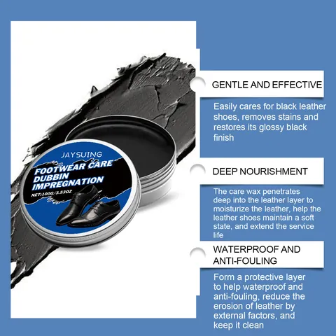 Leather Care Wax And Sponge Shoe Polish For Black Leather Boots Shoes Polishing Nourishing Waterproof Maintenance