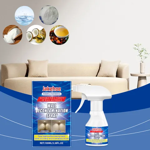 Jakehoe Wall Decontamination Spray Powerful Cleaning Stain Remover for Bathroom Tiles Polishing Mild Formula Multi-surface Use