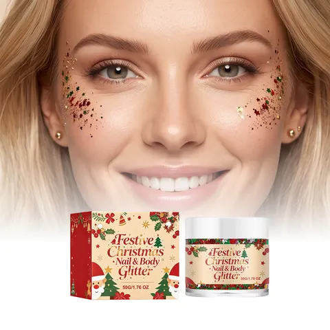 Gel Pailleté de Maquillage de Noël Festif Scintillant Décoration Visage Corps Ongles pour Fête Femme Cosmétique