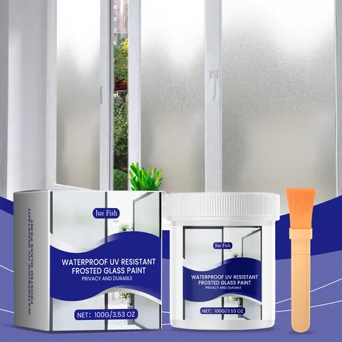 Jue Fish Mattglasfarbe Mit Pinsel Wasserdicht UV Beständig Privatsphärenschutz Undurchsichtig Frostung Für Fenster Büro Haus