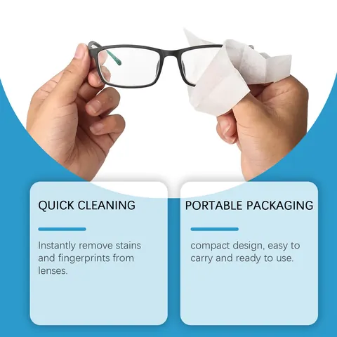Lingettes pour Lentilles Jetables Jakehoe Tissus de Nettoyage de Lunettes Pré-Humidifiés pour Lunettes Écrans Caméras Lingettes de Voyage Portables Séchage Rapide