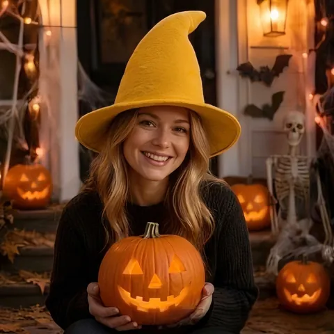 Knitted Wizard Hat Halloween Witch Hat For Men Women Cosplay Party Soft Warm Knit Pointed Hat Halloween Costume Accessories
