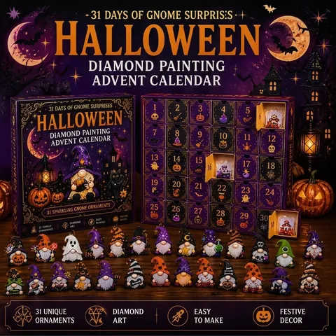 Halloween 31 Days Countdown Advent Calendar DIY Diamond Painting Gnome Ornaments Kit For Holiday Party Home Decoration Gift