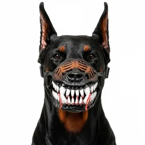 Hell Hound Monster Dog Muzzle For Halloween Scary Realistic Fangs Adjustable Pet Mouth Guard For Horror Cosplay Costume Accessory For Dogs