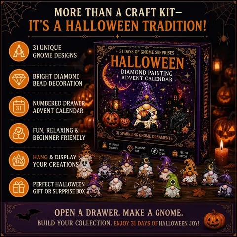 Halloween 31 Days Countdown Advent Calendar DIY Diamond Painting Gnome Ornaments Kit For Holiday Party Home Decoration Gift