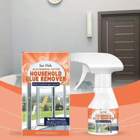 Jue-Fish Household Glue Remover Spray Mild Formula Adhesive Residue Cleaner For Window Furniture Kitchen Door Effective Cleaning