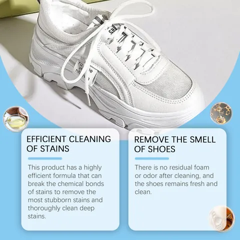 Jakehoe White Shoe Cleaner Foam No-Wash Portable Sneaker Cleaning Agent With Brush Head Household Shoe Care Cleaning Solution