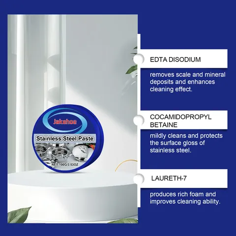 Jakehoe Stainless Steel Cleaning Paste For Cookware Stovetop Rust Removal Powerful Degreaser Kitchen Cleaning Paste With Sponge