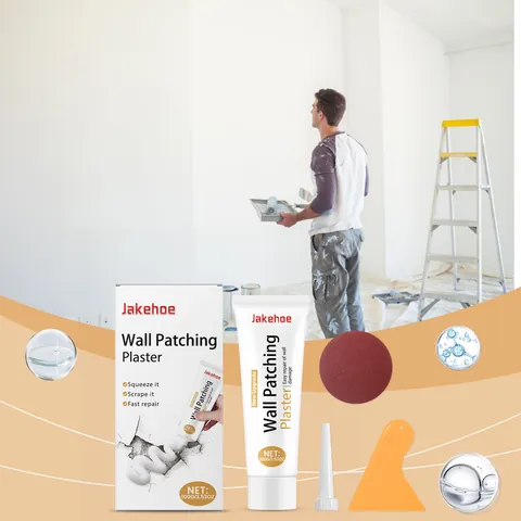 Jakehoe Wall Mending Agent Kit Waterproof Quick Dry Wall Repair Paste With Scraper And Sandpaper For Indoor Hole Cracks