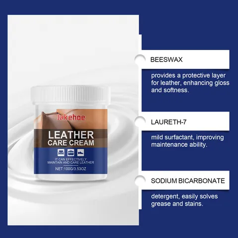 Jakehoe Leather Care Cream Household Cleaning Waterproof Nourishing Brightening Maintenance Paste For Sofa Bags Shoes