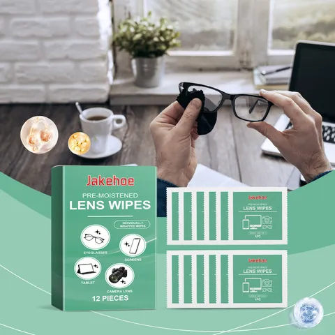 Jakehoe Lingettes de Nettoyage pour Verres Pré-humidifiées Emballage Individuel Nettoyant Écran Jetable pour Lunettes Objectifs Caméra